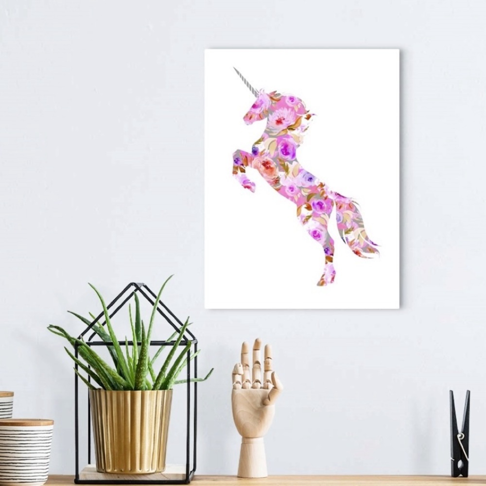 {Nanette Lapore} Pink Floral Unicorn Wall Children’s Wall Art